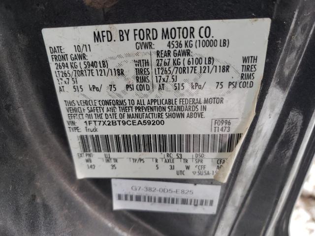 1FT7X2BT9CEA59200 - 2012 FORD F250 SUPER DUTY GRAY photo 12