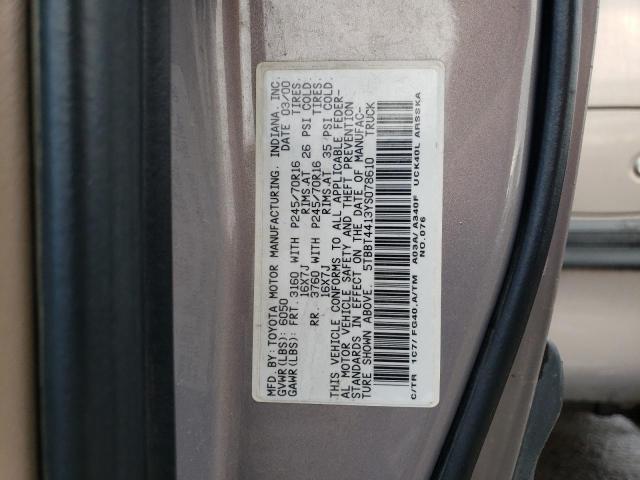 5TBBT4413YS078610 - 2000 TOYOTA TUNDRA ACCESS CAB ნაცრისფერი ფოტო 12