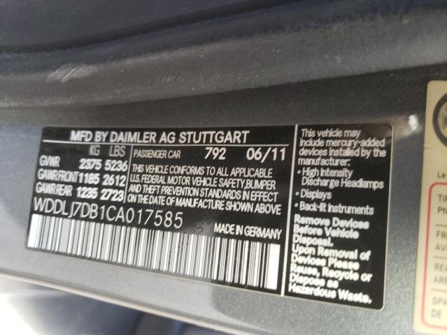 WDDLJ7DB1CA017585 - 2012 MERCEDES-BENZ CLS 550 GRAY photo 12