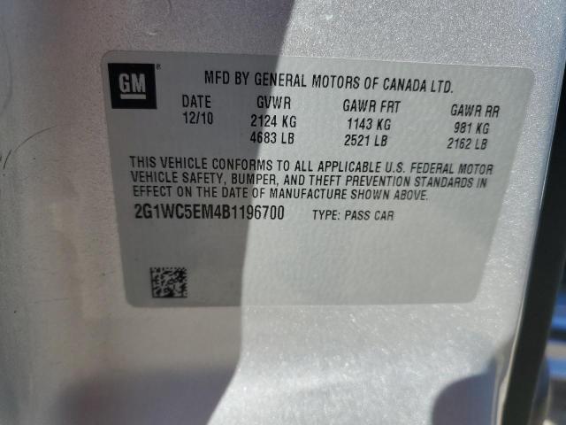 2G1WC5EM4B1196700 - 2011 CHEVROLET IMPALA LTZ GRAY photo 12