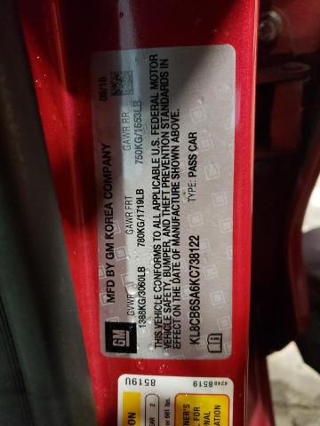 KL8CB6SA6KC738122 - 2019 CHEVROLET SPARK LS RED photo 12