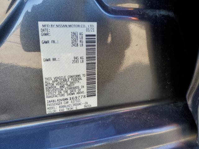 1N4BL4DV6MN369778 - 2021 NISSAN ALTIMA SV GRAY photo 12