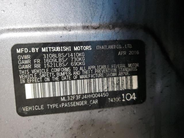 ML32F3FJ4HH004450 - 2017 MITSUBISHI MIRAGE G4 ES SILVER photo 13