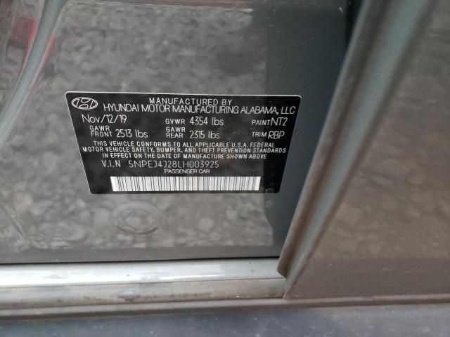 5NPEJ4J28LH003925 - 2020 HYUNDAI SONATA SEL PLUS GRAY photo 12