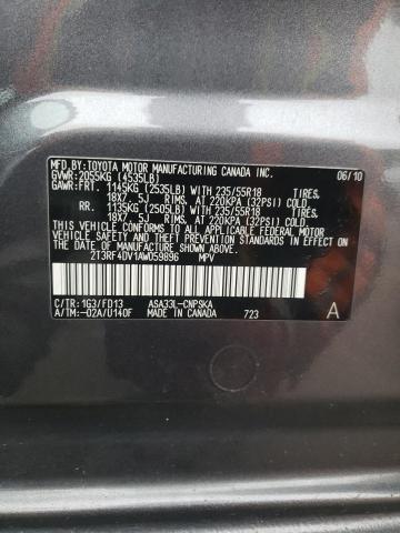 2T3RF4DV1AW059896 - 2010 TOYOTA RAV4 SPORT GRAY photo 13