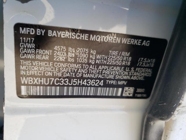 WBXHU7C33J5H43624 - 2018 BMW X1 SDRIVE28I WHITE photo 13