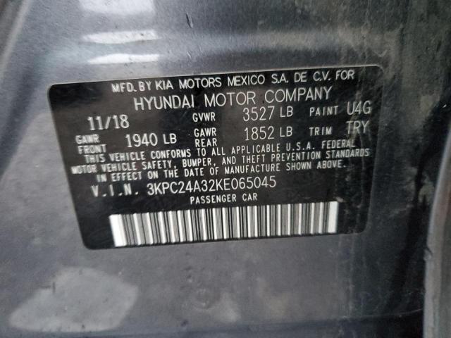 3KPC24A32KE065045 - 2019 HYUNDAI ACCENT SE GRAY photo 13