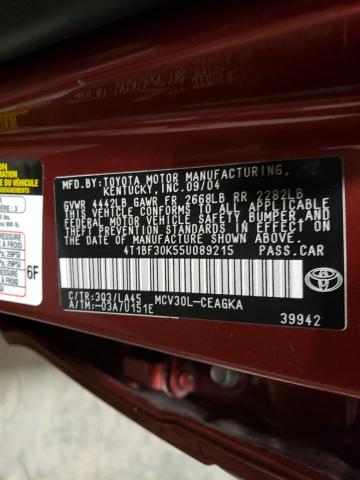 4T1BF30K55U089215 - 2005 TOYOTA CAMRY LE RED photo 13