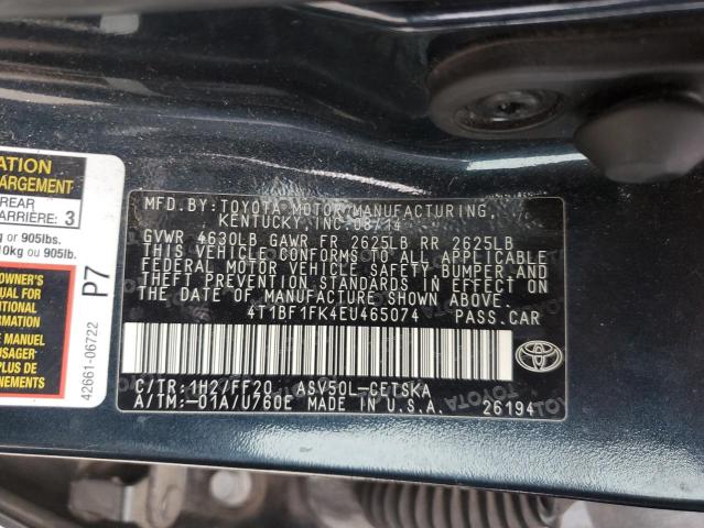 4T1BF1FK4EU465074 - 2014 TOYOTA CAMRY L BLUE photo 13