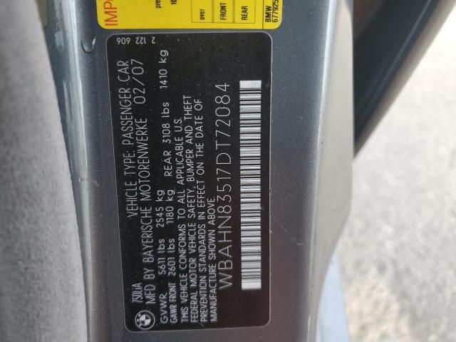 WBAHN83517DT72084 - 2007 BMW 750 GRAY photo 12