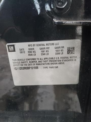 1G11D5SR0DF151806 - 2013 CHEVROLET MALIBU 1LT შავი ფოტო 12