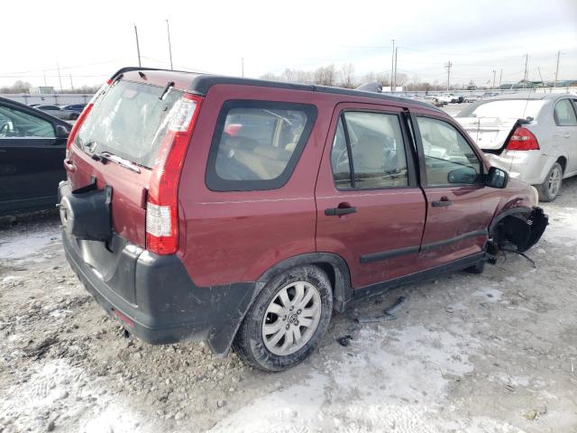 JHLRD68506C003425 - 2006 HONDA CR-V LX BURGUNDY photo 3