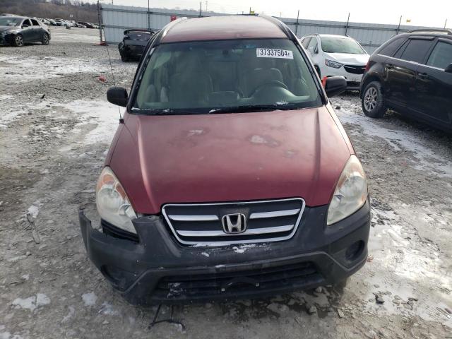 JHLRD68506C003425 - 2006 HONDA CR-V LX BURGUNDY photo 5