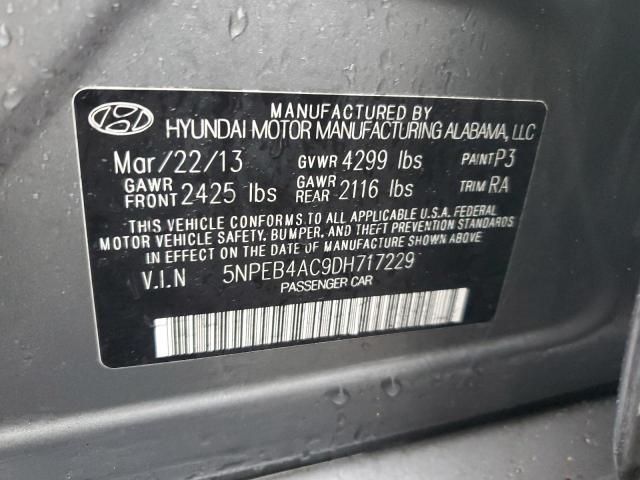 5NPEB4AC9DH717229 - 2013 HYUNDAI SONATA GLS GRAY photo 12