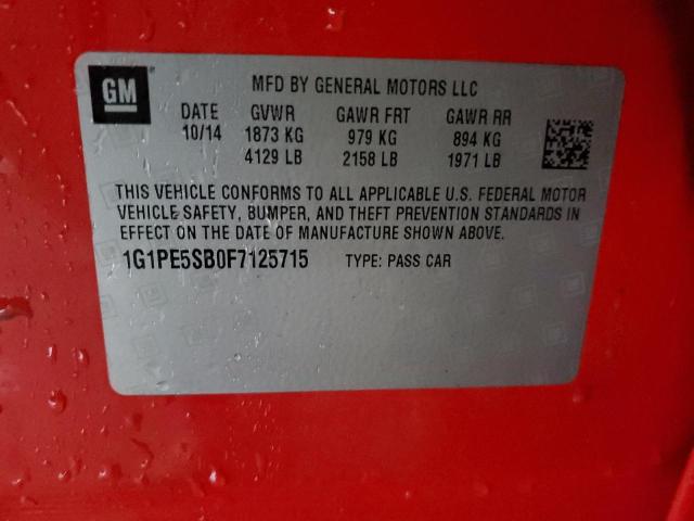 1G1PE5SB0F7125715 - 2015 CHEVROLET CRUZE LT RED photo 12