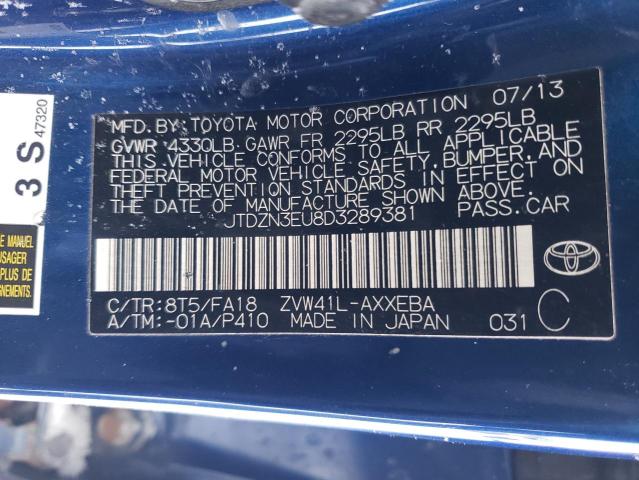 JTDZN3EU8D3289381 - 2013 TOYOTA PRIUS V WHITE photo 12