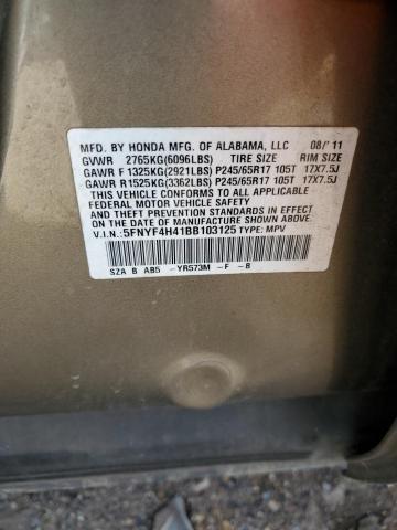 5FNYF4H41BB103125 - 2011 HONDA PILOT EX TAN photo 13