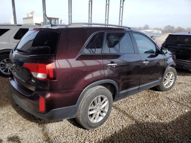 5XYKTDA76FG606473 - 2015 KIA SORENTO LX BURGUNDY photo 3