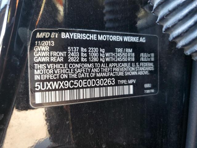 5UXWX9C50E0D30263 - 2014 BMW X3 XDRIVE28I BLACK photo 13