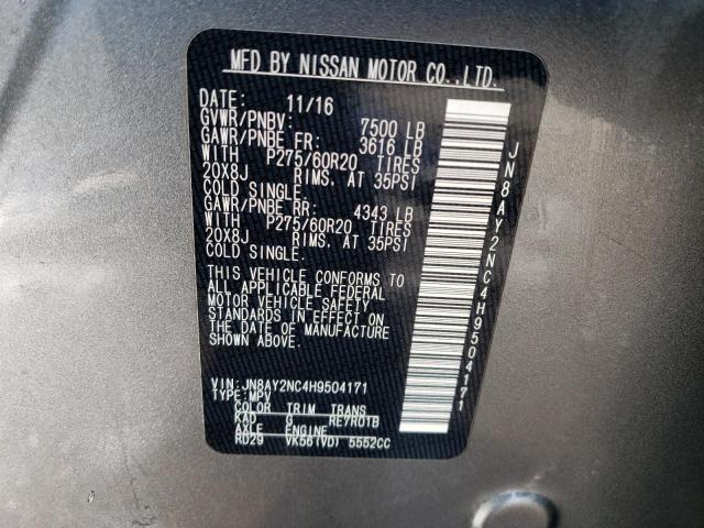 JN8AY2NC4H9504171 - 2017 NISSAN ARMADA SV GRAY photo 14