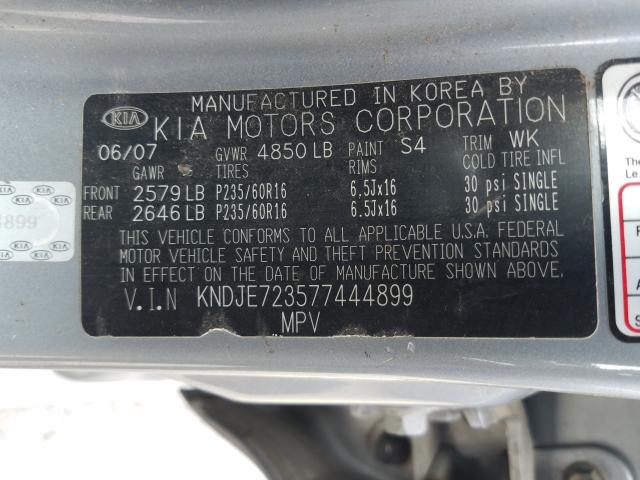 KNDJE723577444899 - 2007 KIA SPORTAGE EX  photo 10