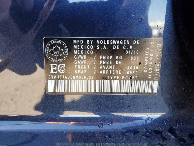 3VW4T7AU6GM060632 - 2016 VOLKSWAGEN GTI S/SE BLUE photo 12