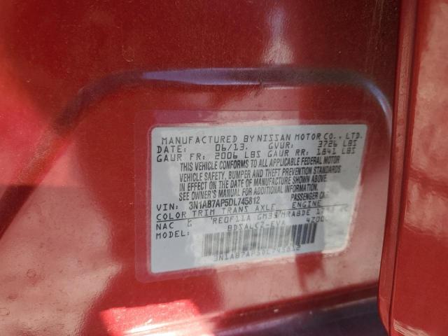 3N1AB7AP5DL745812 - 2013 NISSAN SENTRA S RED photo 12