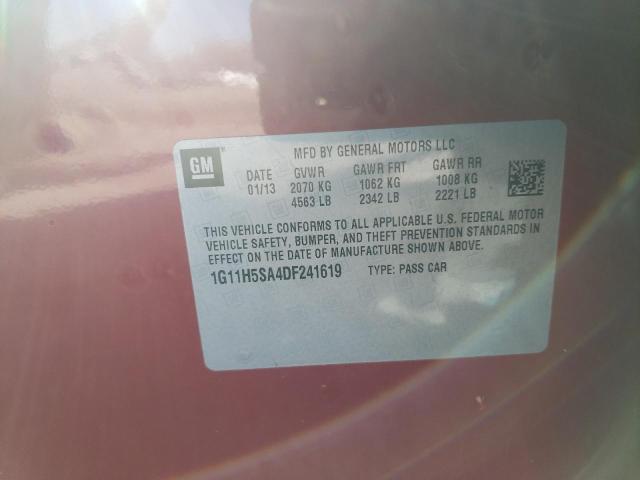 1G11H5SA4DF241619 - 2013 CHEVROLET MALIBU LTZ მუქწითელი ფოტო 12