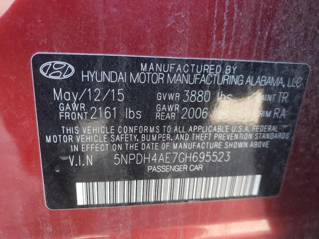 5NPDH4AE7GH695523 - 2016 HYUNDAI ELANTRA SE RED photo 12