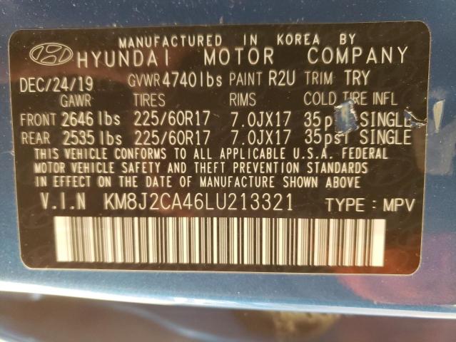 KM8J2CA46LU213321 - 2020 HYUNDAI TUCSON SE BLUE photo 13