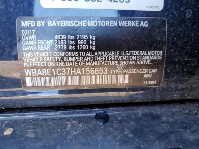 WBA8E1C37HA156653 - 2017 BMW 330E BLUE photo 12
