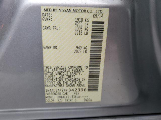 1N4AL3AP2FN342396 - 2015 NISSAN ALTIMA 2.5 SILVER photo 12