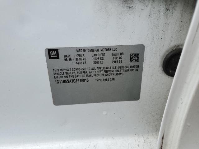 1G11B5SA7GF116815 - 2016 CHEVROLET MALIBU LIM LS WHITE photo 12