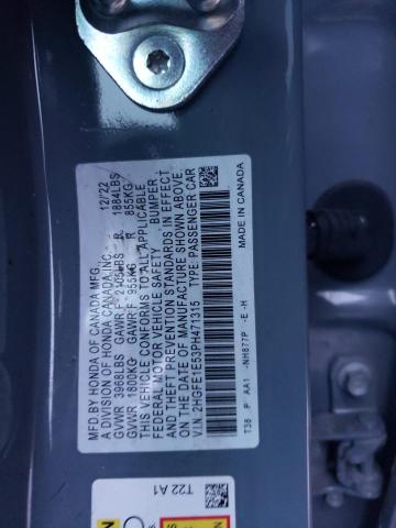 2HGFE1E53PH471315 - 2023 HONDA CIVIC SI GRAY photo 12