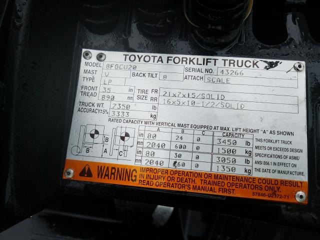 43266 - 2013 TOYOTA FORKLIFT  photo 10