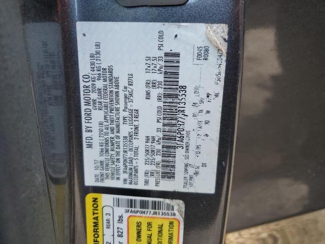 3FA6P0H77JR135538 - 2018 FORD FUSION SE CHARCOAL photo 13