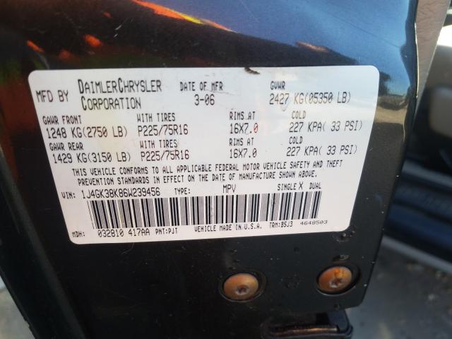 1J4GK38K86W239456 - 2006 JEEP LIBERTY RENEGADE  photo 10