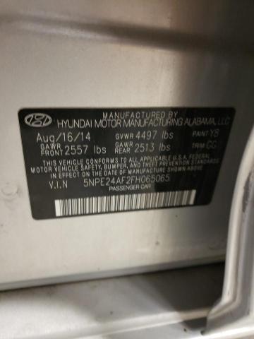 5NPE24AF2FH065065 - 2015 HYUNDAI SONATA SE SILVER photo 12