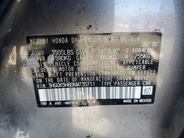 3HGGK5H80KM735711 - 2019 HONDA FIT EX GRAY photo 12