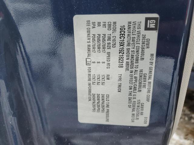 1GCEC19X19Z182318 - 2009 CHEVROLET SILVERADO C1500 Niebieski zdjęcie 12