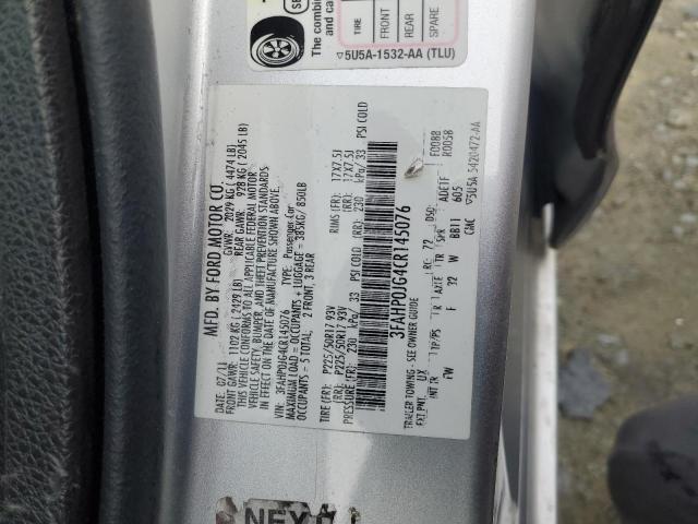 3FAHP0JG4CR145076 - 2012 FORD FUSION SEL SILVER photo 12