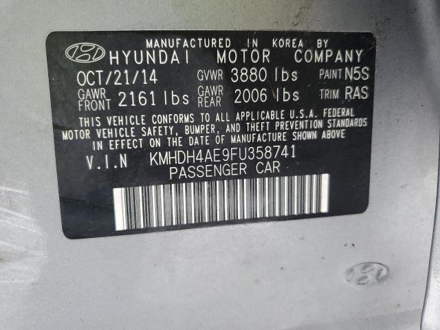 KMHDH4AE9FU358741 - 2015 HYUNDAI ELANTRA SE SILVER photo 12