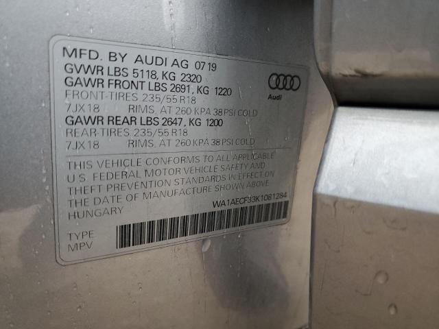 WA1AECF33K1081284 - 2019 AUDI Q3 PREMIUM SILVER photo 14