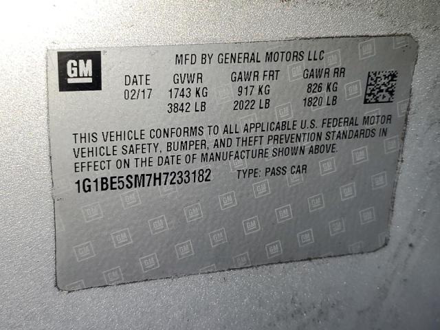 1G1BE5SM7H7233182 - 2017 CHEVROLET CRUZE LT SILVER photo 12