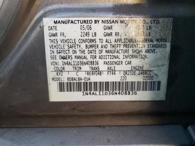 1N4AL11D36N408836 - 2006 NISSAN ALTIMA S TAN photo 12