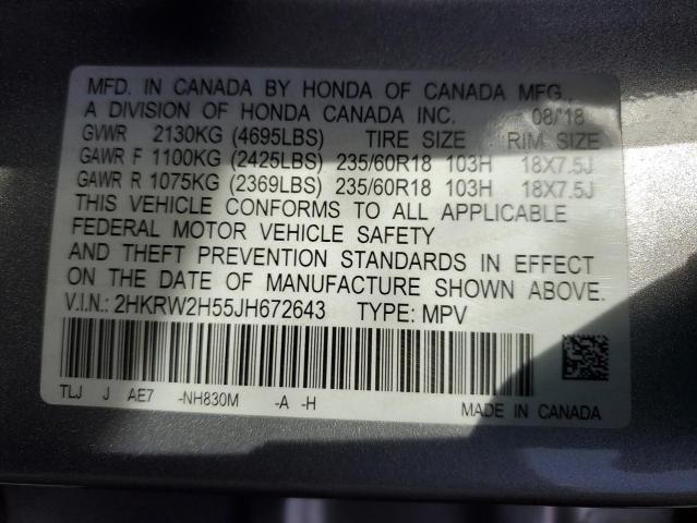 2HKRW2H55JH672643 - 2018 HONDA CR-V EX SILVER photo 13