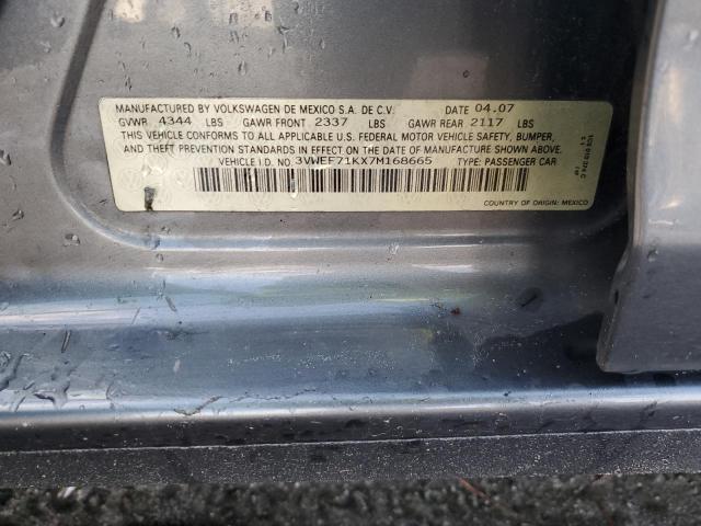 3VWEF71KX7M168665 - 2007 VOLKSWAGEN JETTA WOLFSBURG 石墨色 照片 12