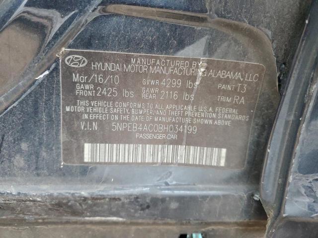 5NPEB4AC0BH034199 - 2011 HYUNDAI SONATA GLS BLUE photo 13