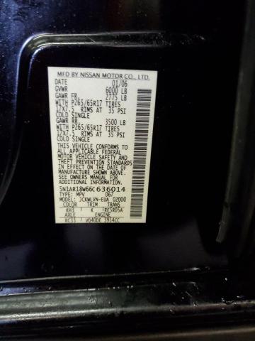 5N1AR18W66C636014 - 2006 NISSAN PATHFINDER LE BLACK photo 12