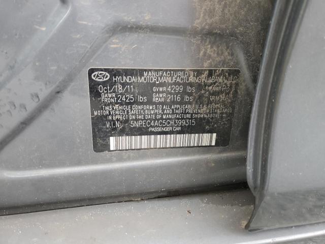 5NPEC4AC5CH399315 - 2012 HYUNDAI SONATA SE GRAY photo 12